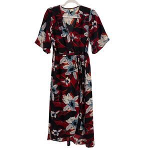 Women's M Tropical Hawaiian Resort Flowy Versatile Maxi Cover up Wrap Dress